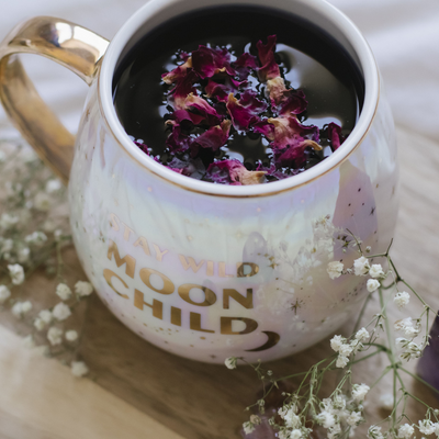 Stay Wild Moon Child - Celestial Mug Set + Natural Amethyst Tea Accessories