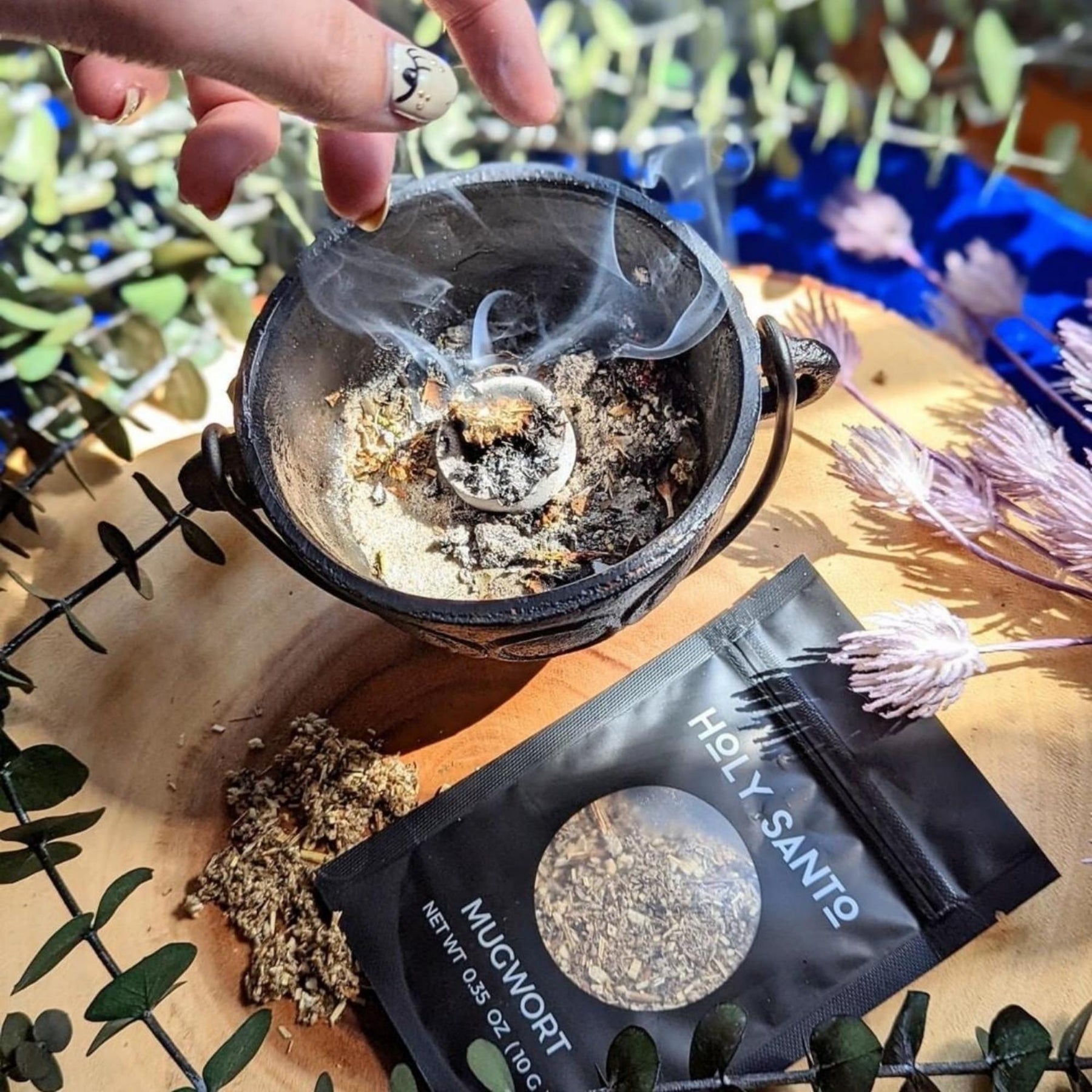  Holy Santo Organic Dried Herbs for Witchcraft Supplies Kit - 10  Witch Herbs for Spells with Crystal Spoon in Beginner Witchcraft Kit -  Witchy Gifts, Wiccan Herbs and Supplies, Spell Kits
