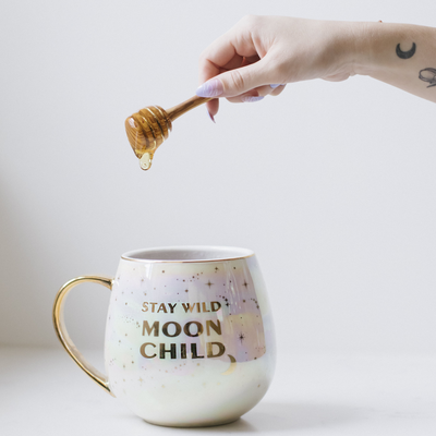 Stay Wild Moon Child - Celestial Mug Set + Natural Amethyst Tea Accessories