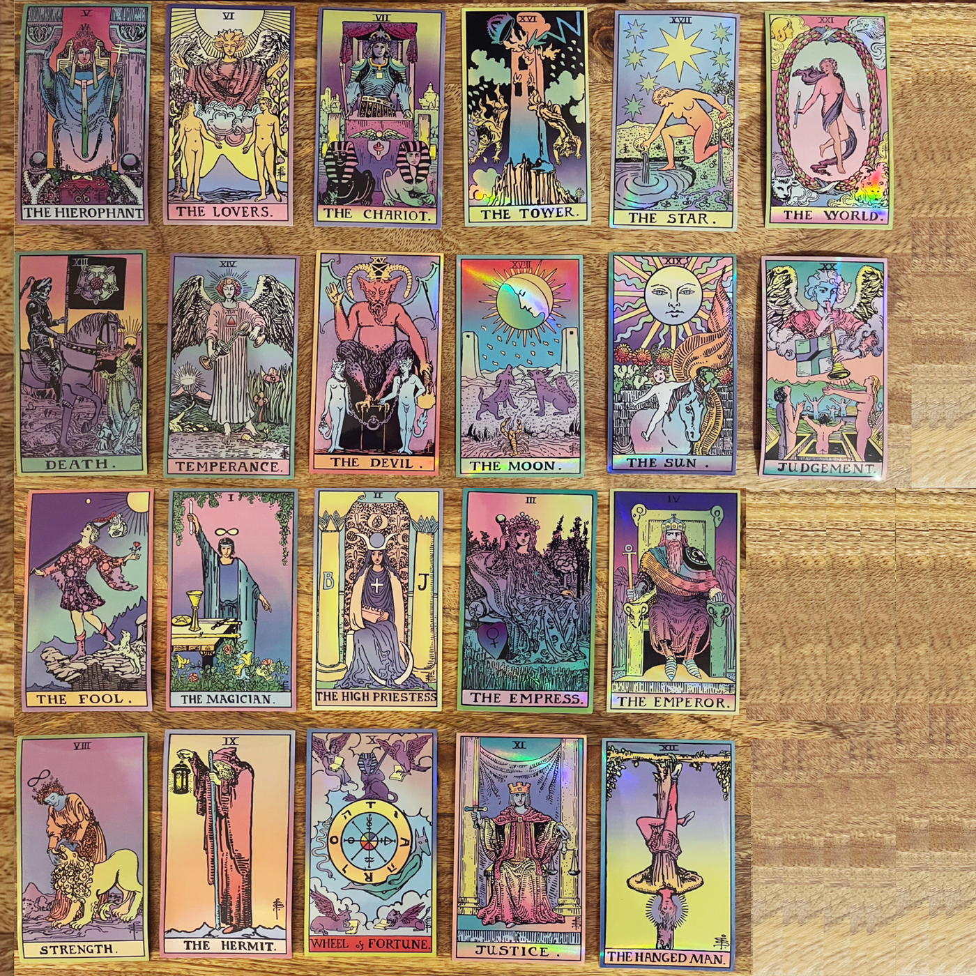 Tarot Stickers- 22 Large Holographic Major Arcana Tarot Cards