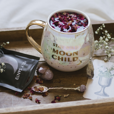 Stay Wild Moon Child - Celestial Mug Set + Natural Amethyst Tea Accessories