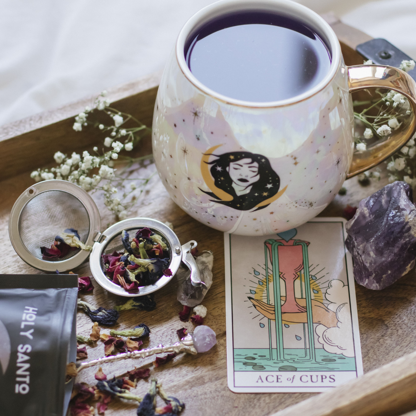 Stay Wild Moon Child - Celestial Mug Set + Natural Amethyst Tea Accessories