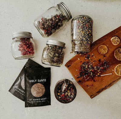 Witchcraft Herb Mini Kit - 10 Organic Ritual Herbs + Crystal Spoon