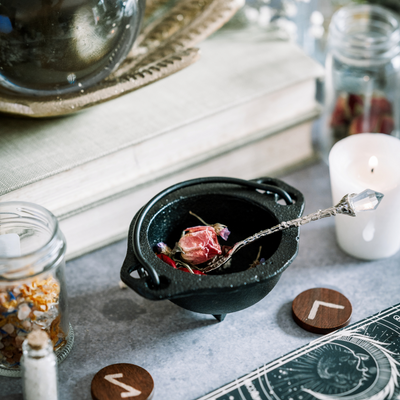 Witchcraft Herb Mini Kit - 10 Organic Ritual Herbs + Crystal Spoon